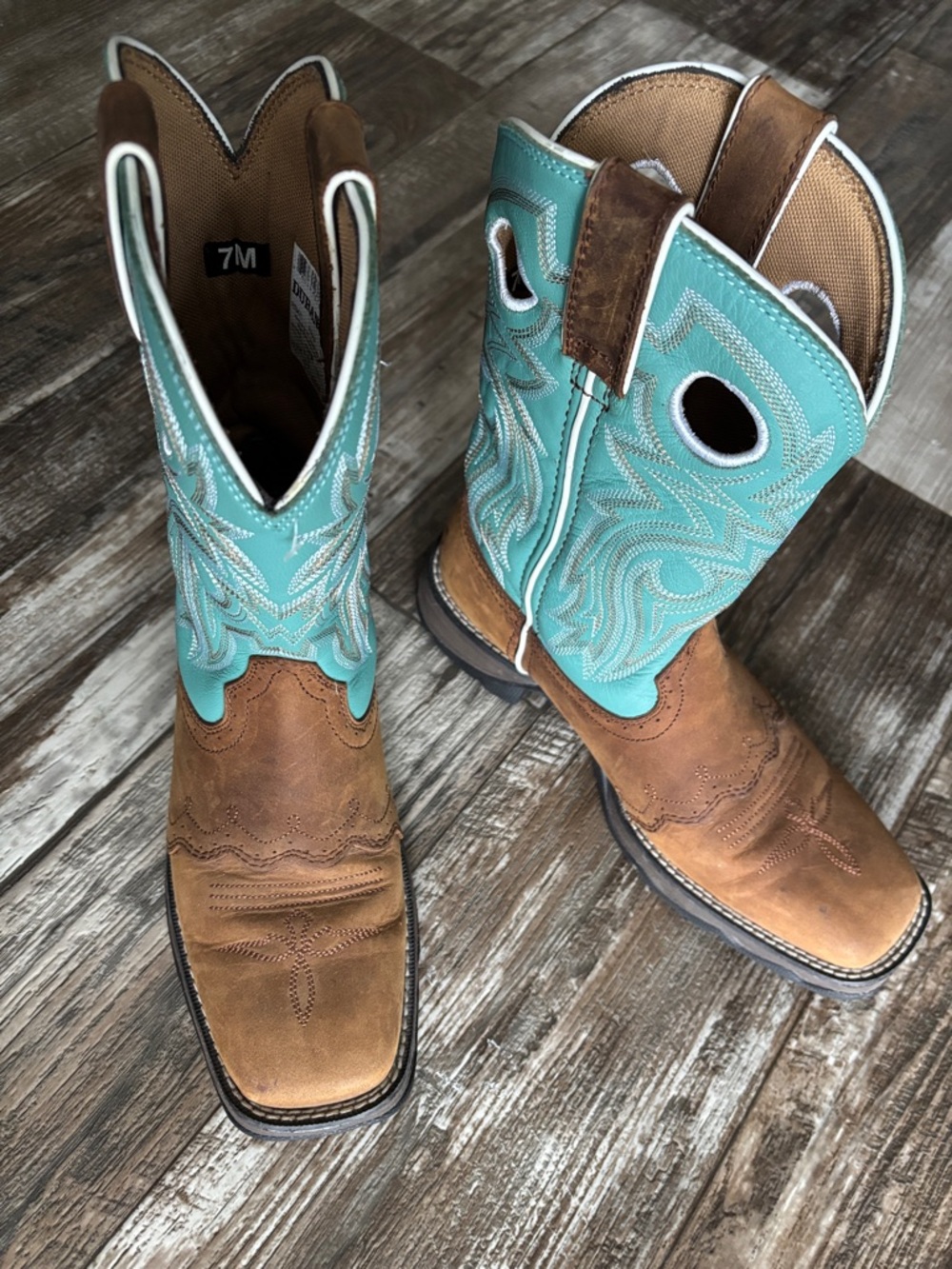 Durango Lady Rebel Western Boot - Teal and Brown